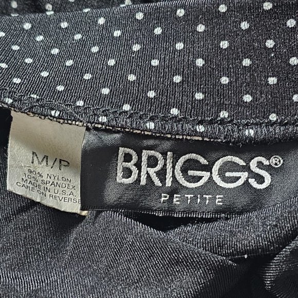 Briggs Petite Black and White Polka Dot Button Slit Mid Length Skirt MP - Picture 4 of 5